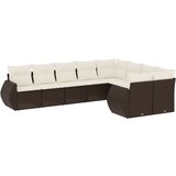 Maison Chic Seti vrtnega pohištva - Vrtna garnitura - Vrtni pohištvo set 9-delna z blazinami rjava poli ratan, (21798021) | Shoptok.si