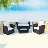 The Living Store Vrtna sedežna garnitura z blazinami 4-delna poli ratan črna - Komplet Vrtnih Kavčev, (21472725) | Shoptok.si