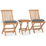 The Living Store Zložljiva jedilna garnitura 3-delna z blazinami trdna tikovina - Zunanja Jedilna Garnitura, (21472489) | Shoptok.si