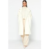 Trendyol Oversized Ecru Wide Cut Long Bouquette Coat | Shoptok.si