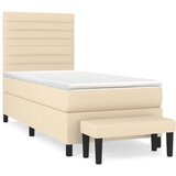  Krevet s oprugama i madracem krem 90 x 190 cm od tkanine | shoptok.hr