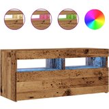 Maison Chic TV omarica - TV stojalo - Televizijska omarica z LED starinski les 90x35x40 cm inženirski les, (21700979) Cene