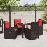 vidaXL 5-delna vrtna jedilna garnitura Rjava Poli Ratan, (22086801) | Shoptok.si
