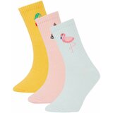 Defacto Girls' Cotton 3 Pack Long Socks Cene