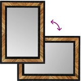 Zidno ogledalo Crna i smeđa 70 x 2 x 70 cm Čvrsto drvo akacije | shoptok.hr
