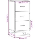 vidaXL Komoda sonoma hrast 35,5x35x76 cm inženirski les in kovina | Shoptok.si