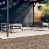 The Living Store Vrtna sedežna garnitura 7-delna z antracit blazinami borovina - Vrtna Sedežnaa Garnitura, (21478455) | Shoptok.si