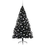 vidaXL Umjetna preddekorirana božićna jelka Črna 180 cm PVC | Shoptok.si