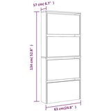 Ormarić za cipele s ogledalom i 4 razina bijeli 63x17x134 cm | shoptok.hr
