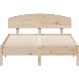  Posteljni okvir z vzglavjem 135x190 cm trdna borovina | Shoptok.si
