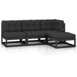The Living Store Vrtna sedežna garnitura 4-delna z blazinami trdna borovina - Vrtna Sedežna Garnitura, (21422420) | Shoptok.si