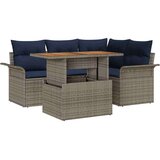  Vrtna sedežna garnitura z blazino 5 pcs siva in mornarsko modra, (5000135899) | Shoptok.si