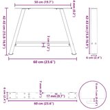  Noge za klubsko mizico v obliki črke A, 2 kosa, bele, 60 x (42-43) cm, jeklo, (22123551) | Shoptok.si