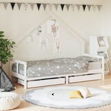 vidaXL otroški posteljni okvir s predali bel 80x200 cm trdna borovina | Shoptok.si