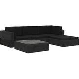 vidaXL Vrtna garnitura z blazinami 5-delna poli ratan črna, (20972818) | Shoptok.si