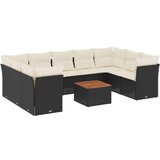 vidaXL 10-dijelni set vrtnih sofa s jastucima crni od poliratana | shoptok.hr