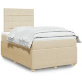 vidaXL Box spring postelja z vzmetnico krem 120x200 cm blago | Shoptok.si