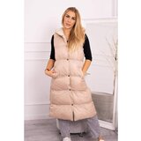 Kesi Quilted vest with a hood beige Cene