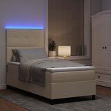Krevet s opruga kutije s LED trakama Krema 90 x 190 cm tkanina | Eponuda.com