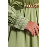 Trendyol Green Belted Collar and Cuff Draped Detailed Woven Hijab Evening Dress | Shoptok.si