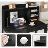  Računalni stol s gornjim ormarićem, uredski stol s utičnicama i upravljanjem kabelima, /stol, crni | shoptok.hr