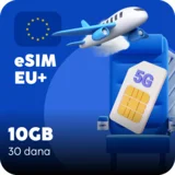 Evropa eSIM kartica - 10GB prepaid mobilnih podataka za 30 dana