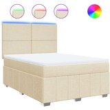 vidaXL Box spring postelja z vzmetnico krem 160x200 cm blago, (21308131) | Shoptok.si