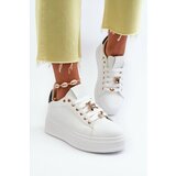 Kesi Women's platform sneakers with eco-leather studs, white Cavisa cene