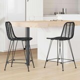  Barski stolac 2 pcs Crna 44 5 x 54 5 x 97 5 cm Ratan i čelik | shoptok.hr
