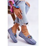 EVENTO Women's suede loafers with crystals Blue Lucille | Eponuda.ba