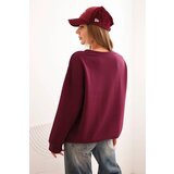 Kesi Włoski Women's cotton sweatshirt with a cat print and text plum | shoptok.hr