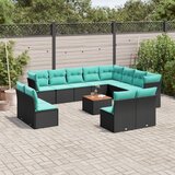  13-dijelni set vrtnih sofa s jastucima poliratan crni | shoptok.hr