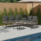 Set vrtnog kauča s jastukom 2 pcs Sivi Poli Rattan i čelik - Sivi | shoptok.hr