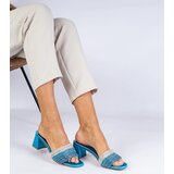 D/CEO marka niezdefiniowana Blue elegant mules with a heel and rhinestones Maritto Cijene