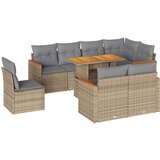 Maison Chic Seti vrtnega pohištva - Vrtna garnitura - Vrtni pohištvo set z blazinami 9-delna bež ratan/akacija, (21795918) | Shoptok.si