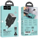 hoco. tip C zidni punjač + tip C na tip C kabel PD QC 30W GaN N43 crna | shoptok.hr