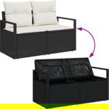  Set dvodijelnog vrtnog kauča s jastučićima crni poli ratan | shoptok.hr