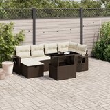 Maison Chic Seti vrtnega pohištva - Vrtna garnitura - Vrtni pohištvo set 7-delna z blazinami rjav poli ratan, (21802615) | Shoptok.si