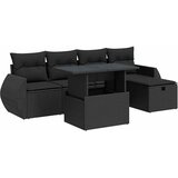  6-dijelni set vrtnih sofa s jastucima crni od poliratana | shoptok.hr