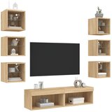  8-dijelni zidni TV elementi s LED svjetlima boja hrasta drveni | shoptok.hr