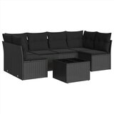  7-dijelni set vrtnih sofa od poliratana s jastucima crni Slike