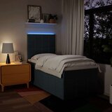vidaXL Box spring postelja z vzmetnico modra 90x200 cm blago | Shoptok.si