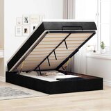  Otomanski okvir kreveta s madraca crni 120x190 cm od tkanine | shoptok.hr