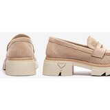 Resti Light brown women's openwork moccasins on a solid sole Ejina - Footwear | Shoptok.si