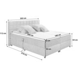 MID.YOU POSTELJA BOXSPRING 180 cm x 200 cm , tekstil, leseni material svetlo siva | Shoptok.si
