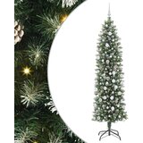 vidaXL Umetno vitko božično drevo med 300 LED Zelena in bela 210 cm | Shoptok.si