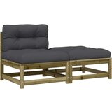 vidaXL Vrtna sofa bez naslona za ruke s jastucima i tabureom | shoptok.hr