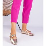 Gemre Golden eco-leather ballerinas decorated with buckles Emmarino | shoptok.hr