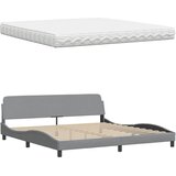  Krevet s madracem svjetlosivi 200 x 200 cm od tkanine | shoptok.hr