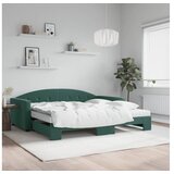 vidaXL Izvlečna dnevna postelja z vzmetnico tem. zel. 100x20 | Shoptok.si
